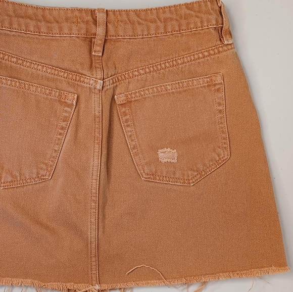 We The Free Rust Boho Distressed 100% Cotton Sz 26 Denim Mini Skirt - Picture 7 of 12